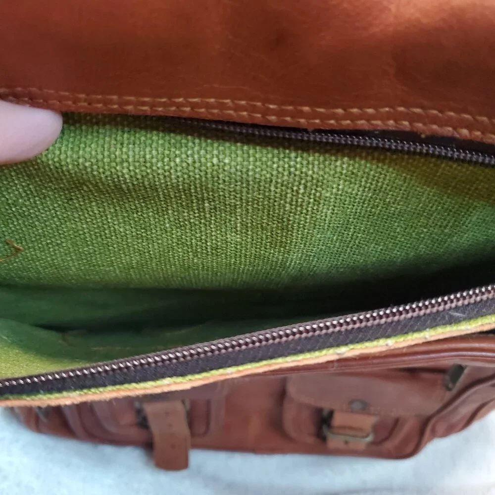 Vintage Tan Leather Large Bag Backpack Classic Bohemian Retro Academia Statement